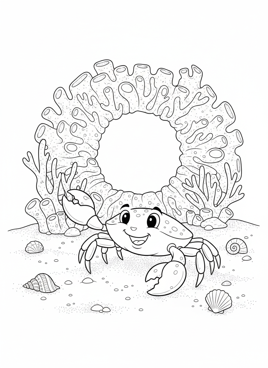 Crab on Sandy Bottom Coloring Page