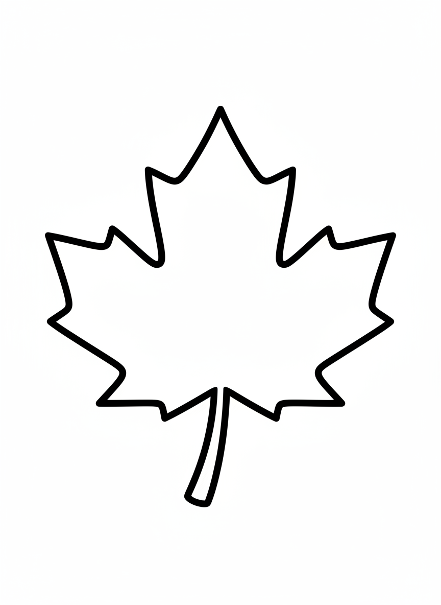 Easy Maple Leaf Coloring Page for Kids