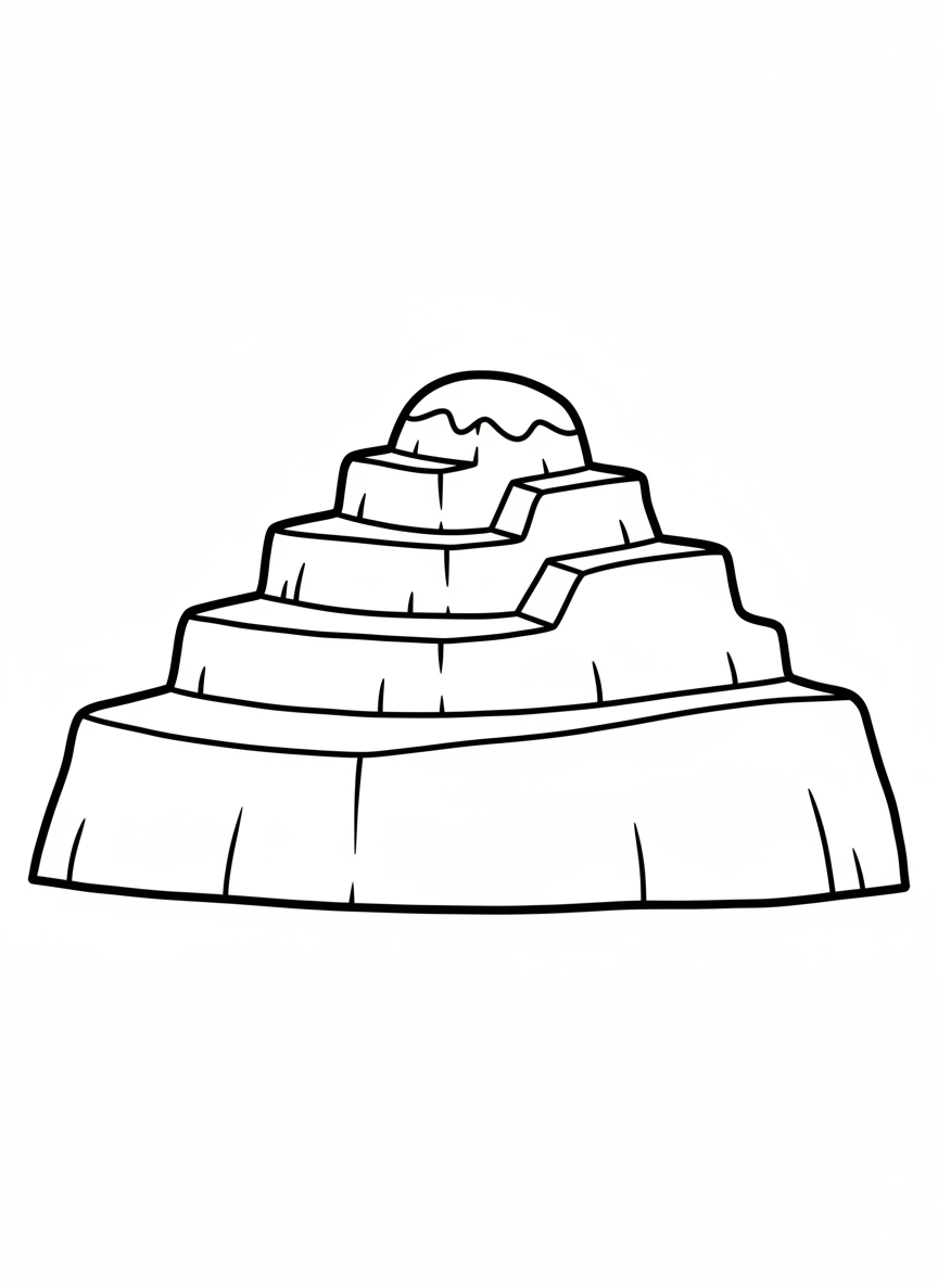Easy Terraced Mountain Coloring Page for Kids