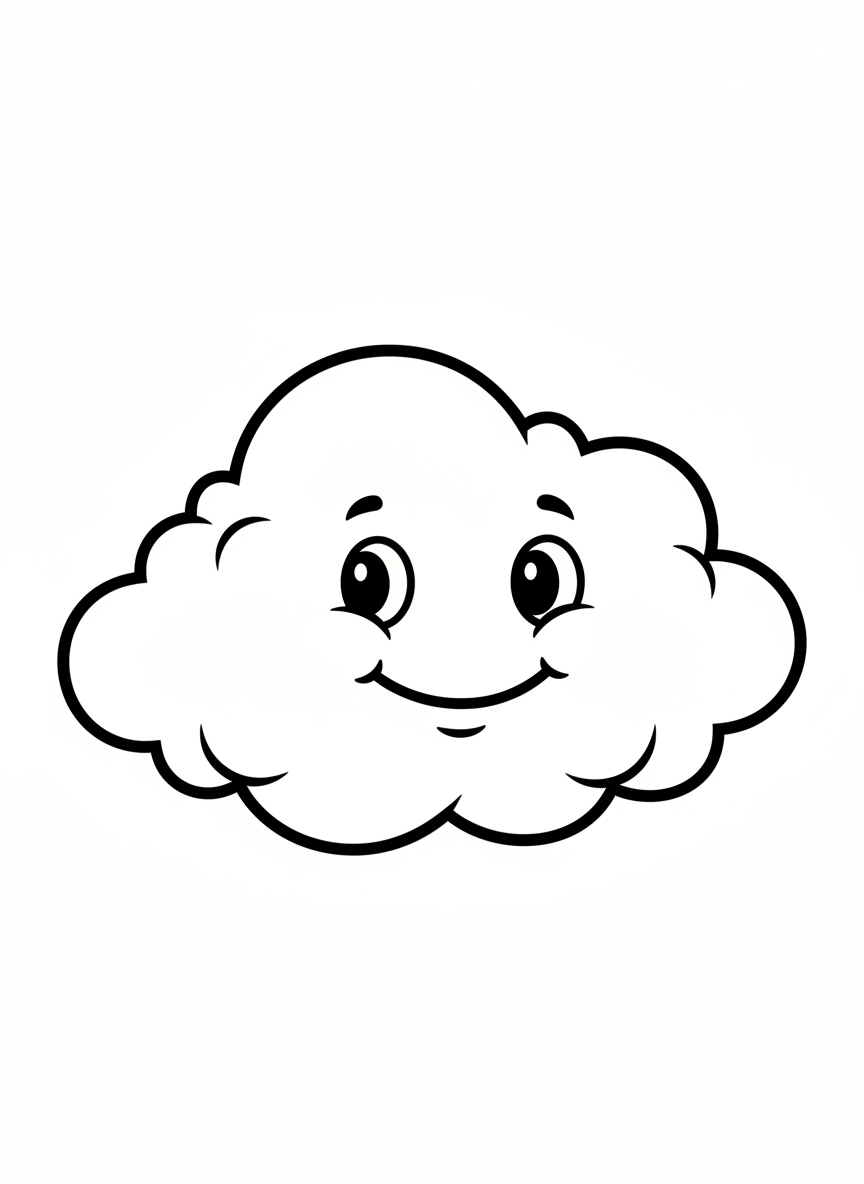 Friendly Fluffy Cloud Coloring Page