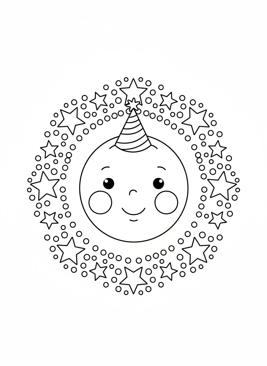 Friendly Moon Face Coloring Page for Kids