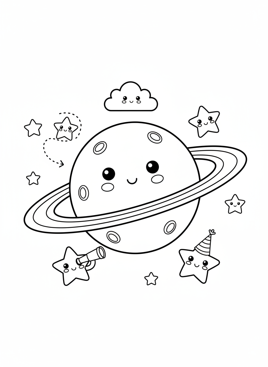 Friendly Planet & Star Friends Coloring Page