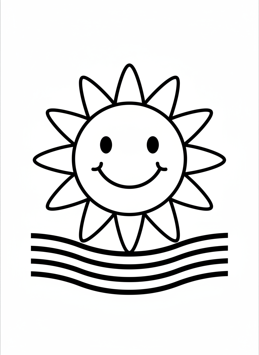 Friendly Smiling Sun Coloring Page for Kids
