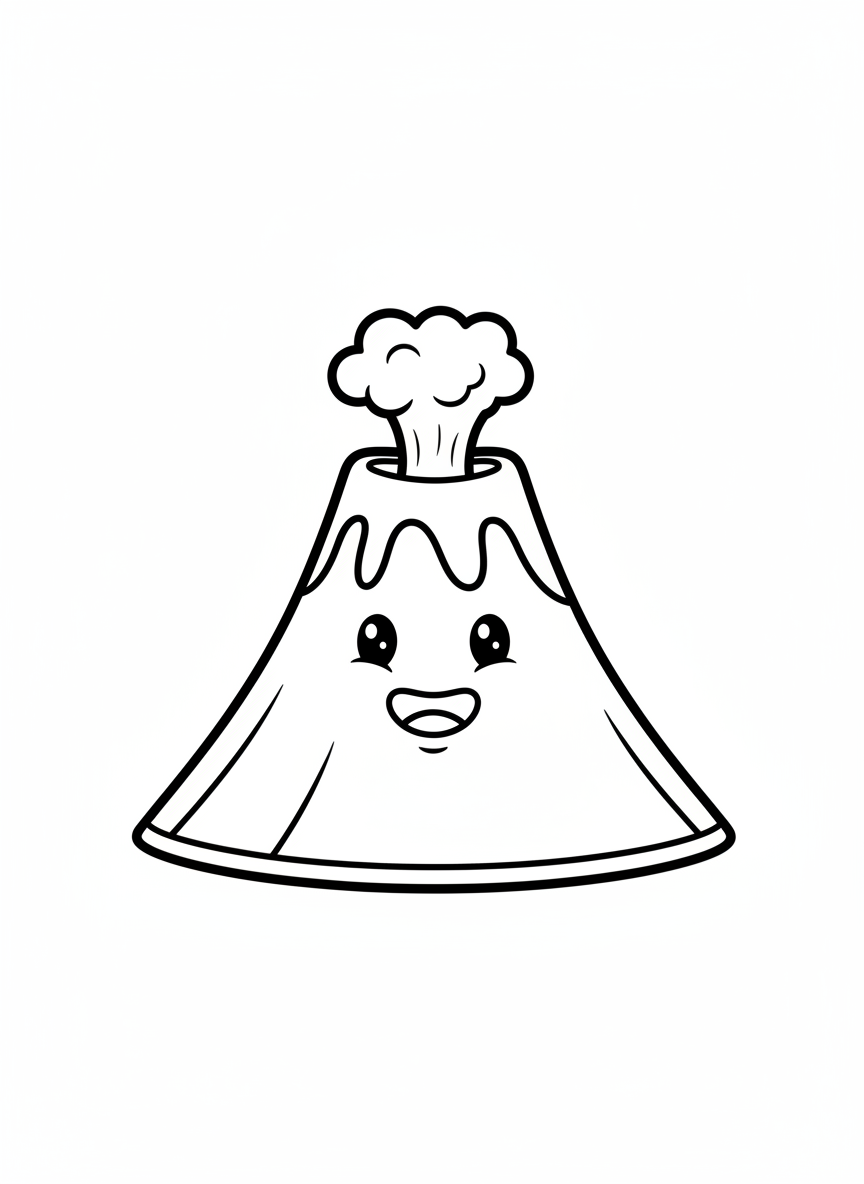 Friendly Volcano Coloring Page for Kids
