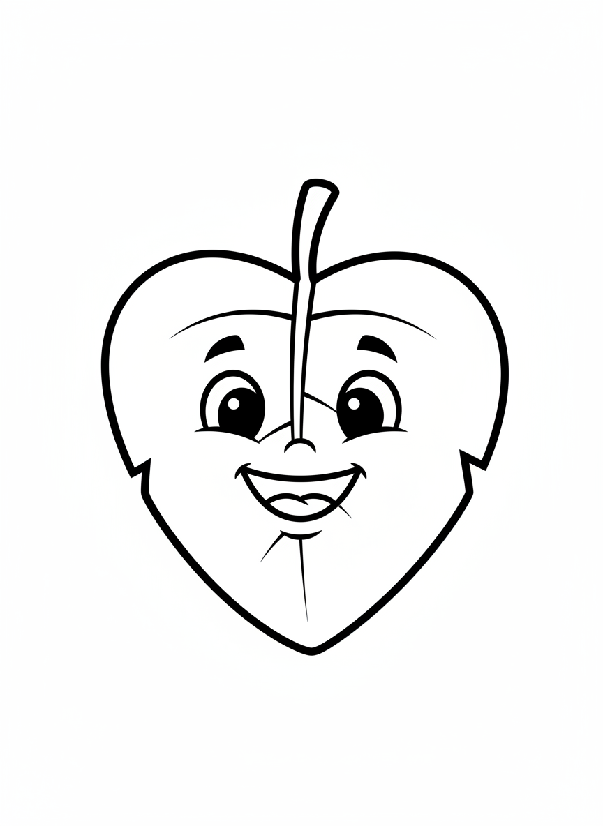 Happy Autumn Leaf Coloring Page for Kids