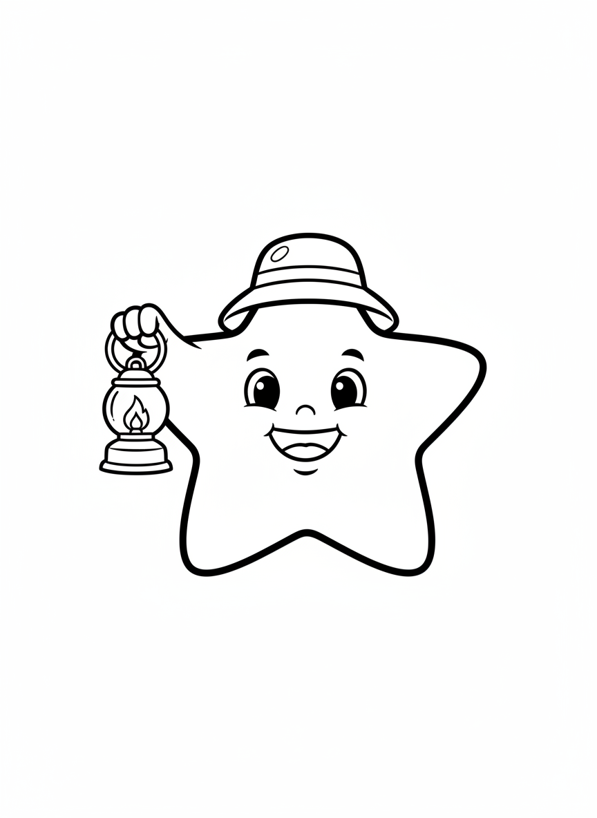 Happy Star Camper Coloring Page for Kids