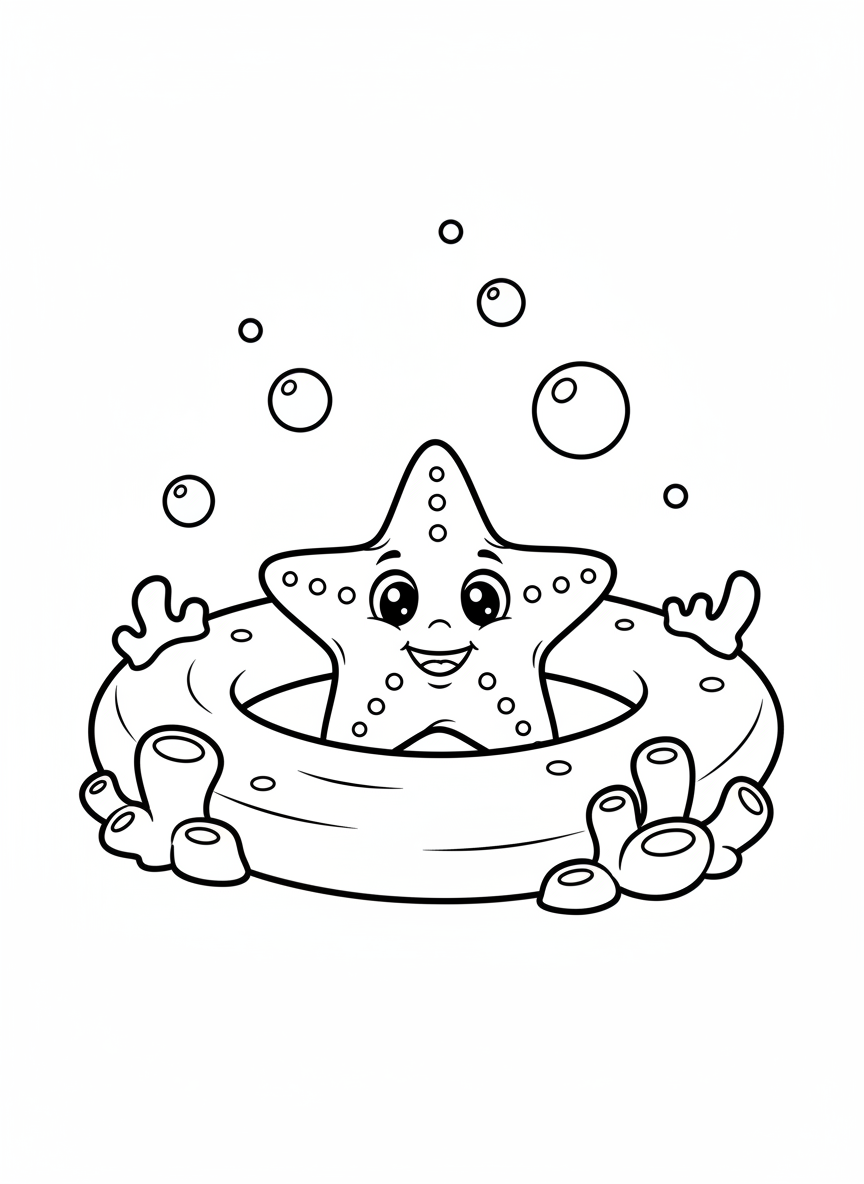 Starfish on Ring Reef Coloring Page