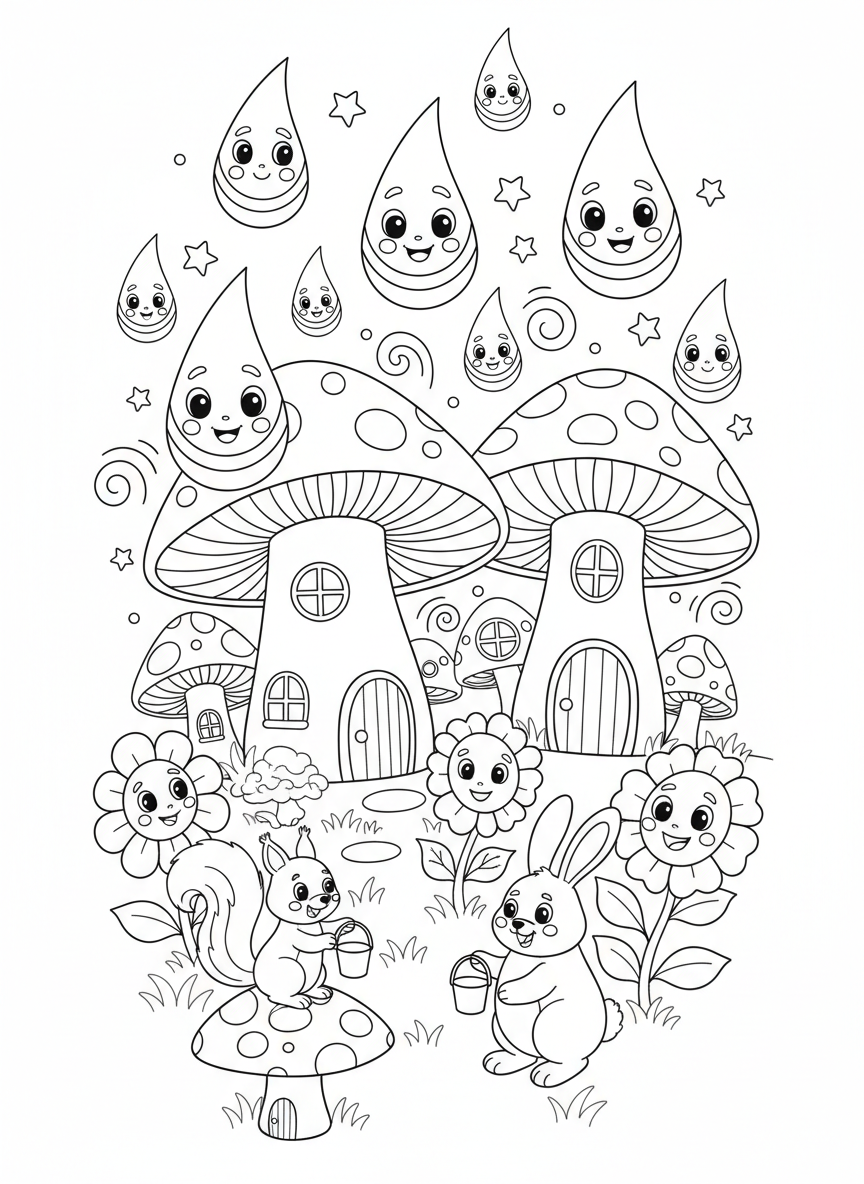Whimsical Rainbow Rain Forest