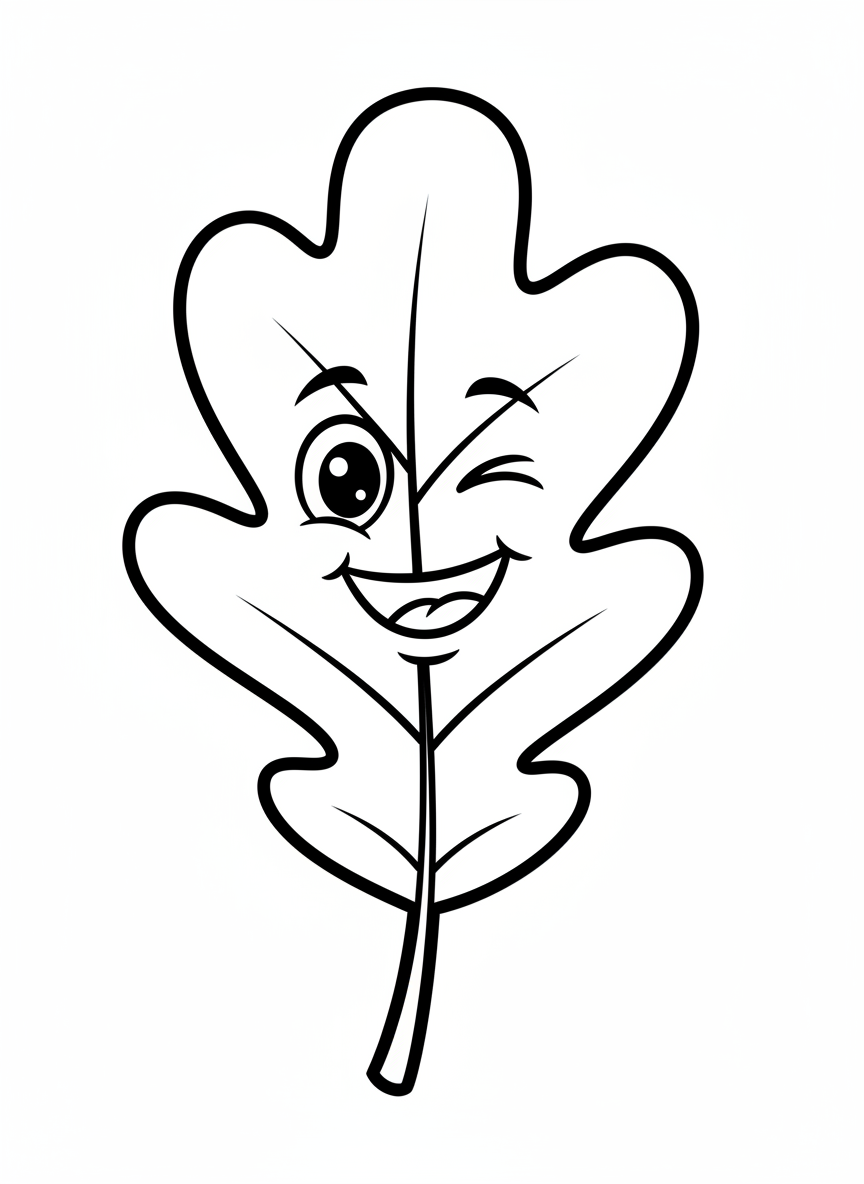Winking Oak Leaf Pal Coloring Page