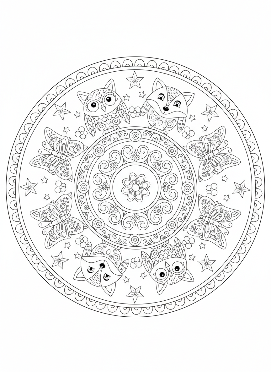 Whimsical Kaleidoscope Animals: A Playful Coloring Adventure for Kids