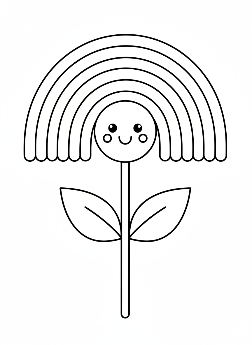 Cheerful Rainbow Flower Coloring Page