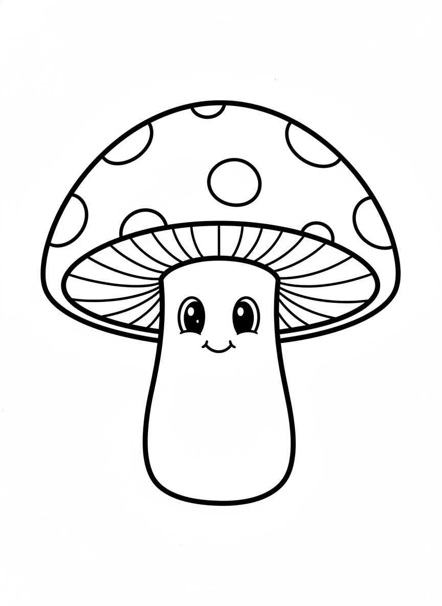 Friendly Glowing Mushroom Coloring Page for Kids