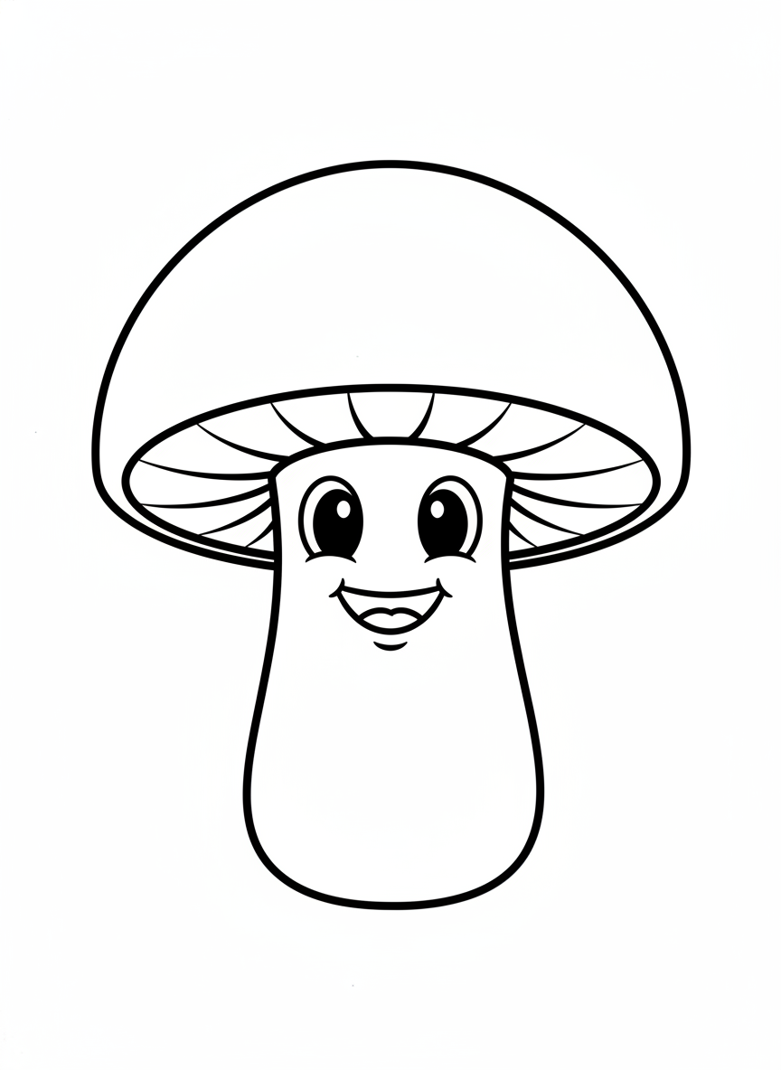 Friendly Mushroom: Easy Coloring Page for Kids