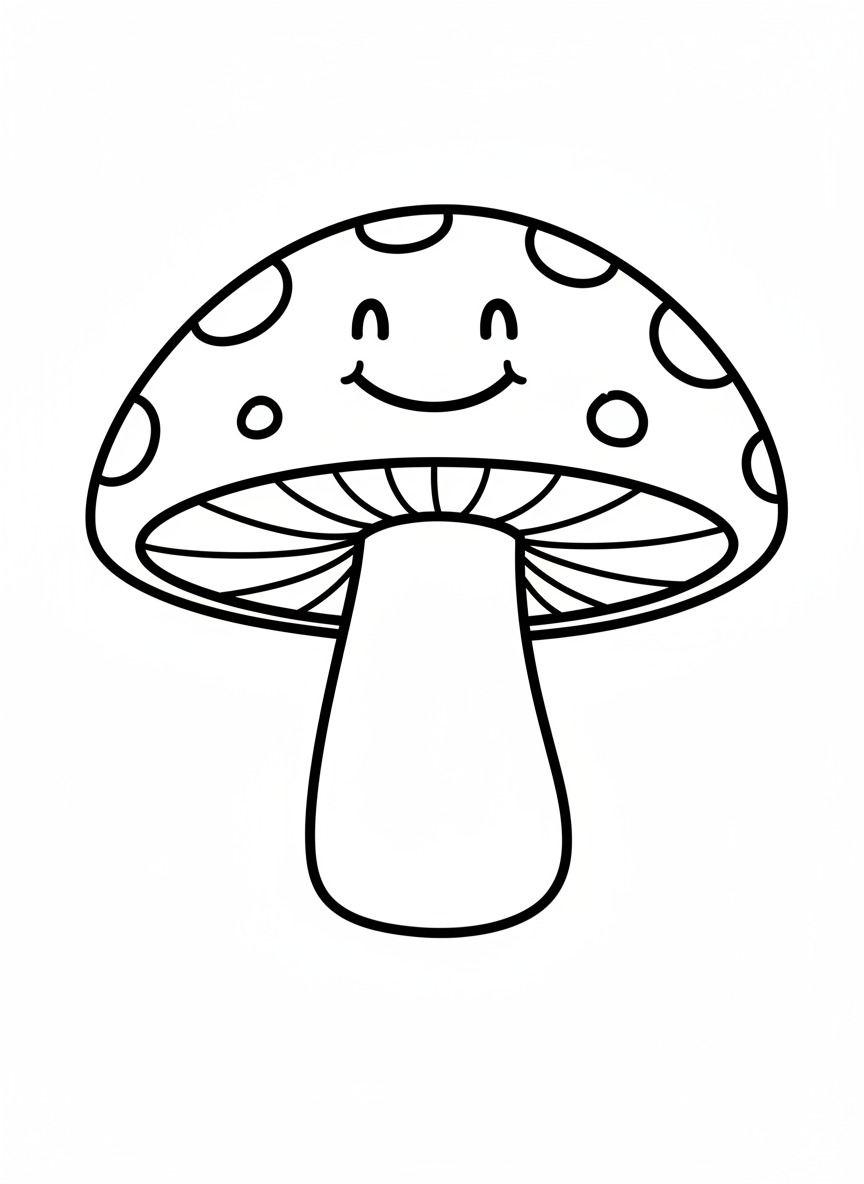 Happy Fly Agaric Mushroom Coloring Page