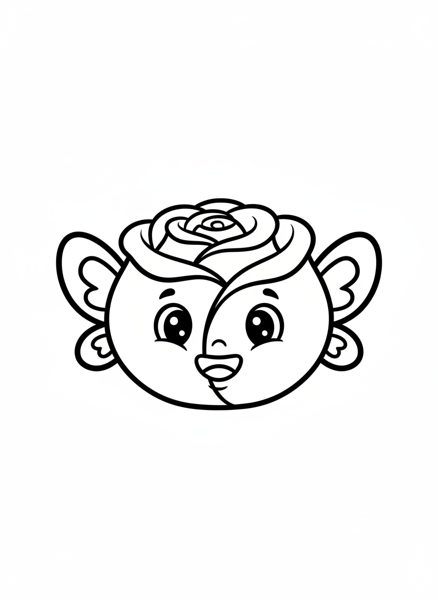 Happy Flying Rose: Cute Butterfly Wings Coloring Page