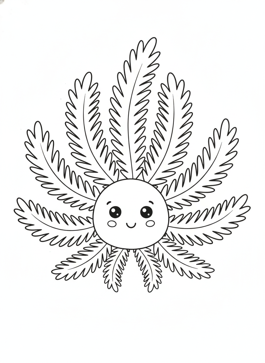 微笑羽毛藻：兒童海洋主題簡易著色頁