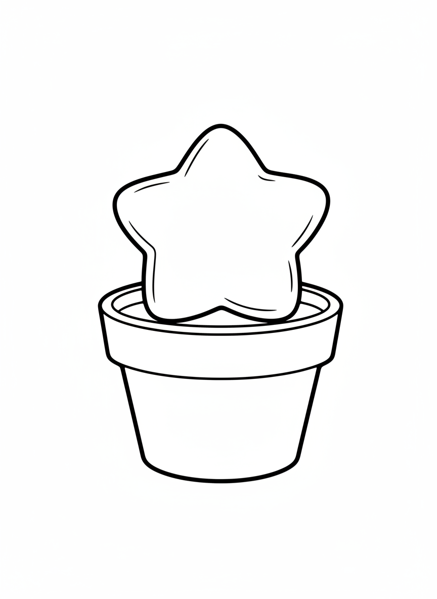 Star Succulent Coloring Page for Kids