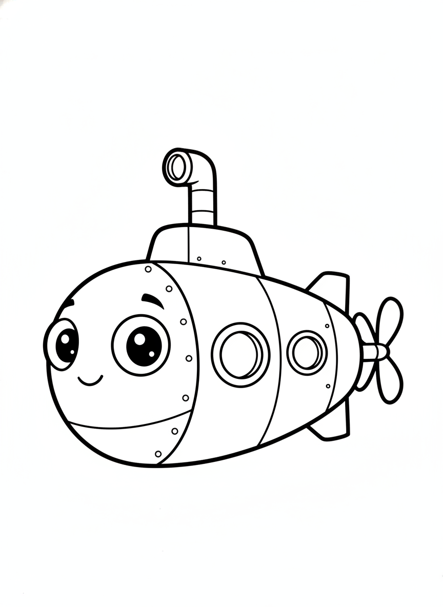 Adorable Mini Submarine Coloring Page for Kids