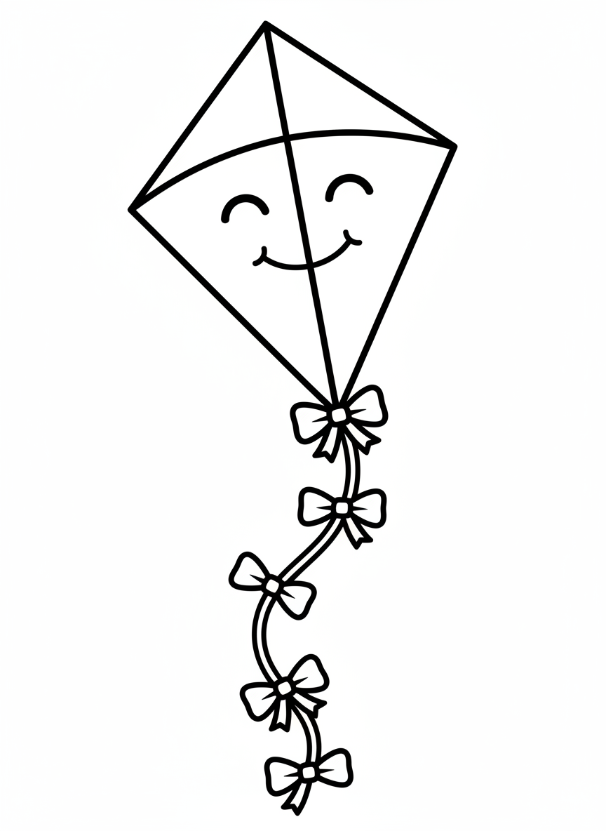 Cheerful Diamond Kite Coloring Page for Kids