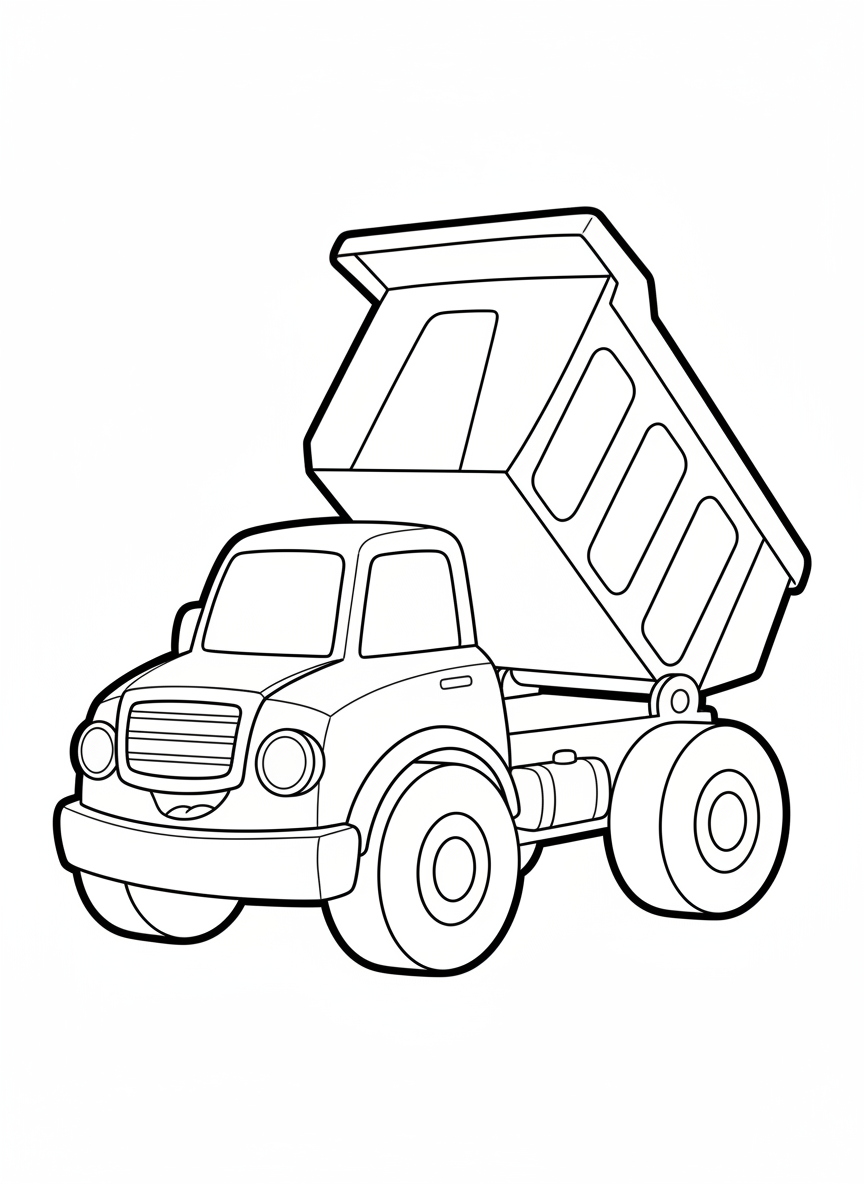 Cheerful Toy Truck Coloring Page for Kids Aged 3-5