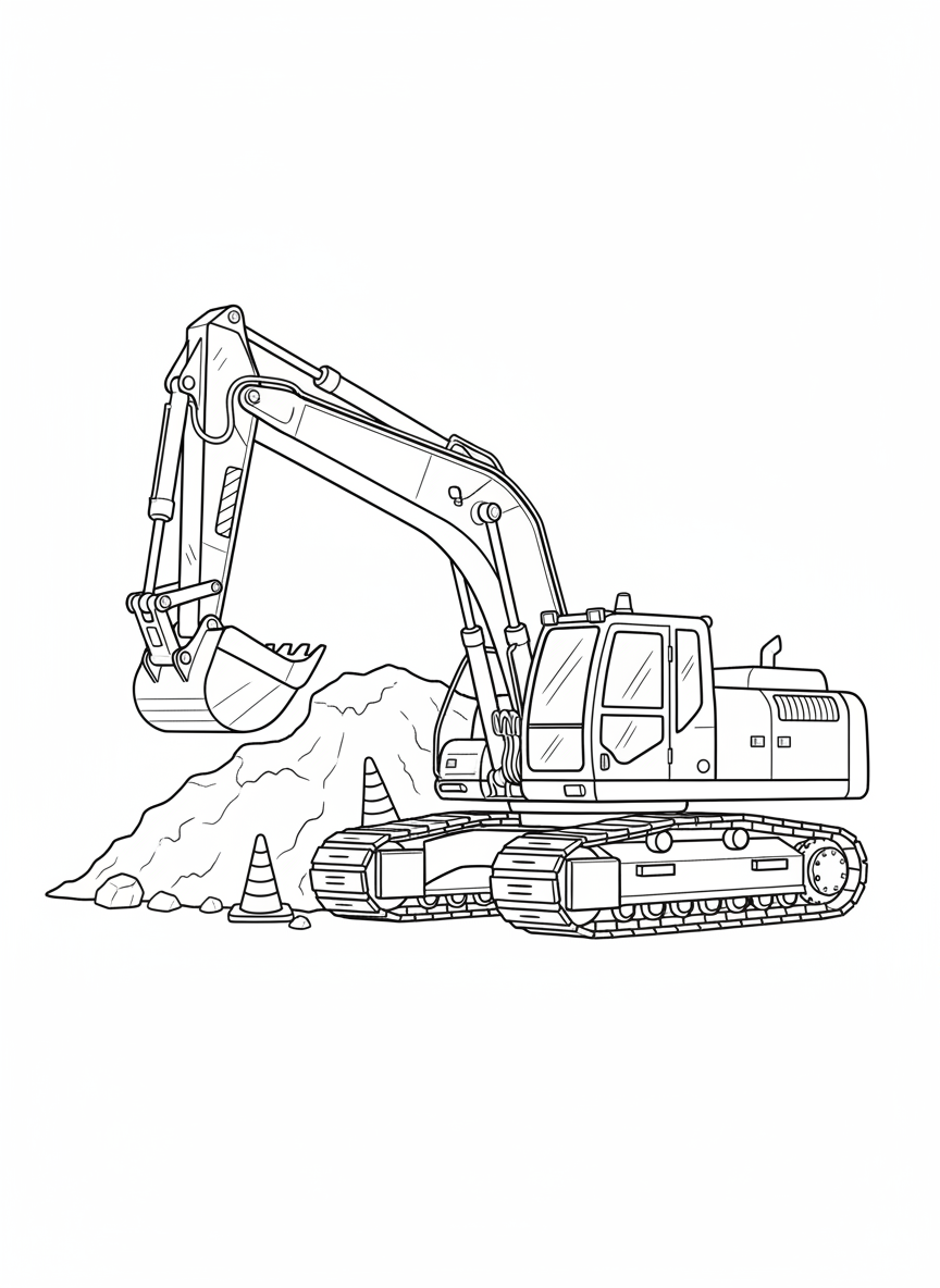 Construction Car Working Hard Coloring Page