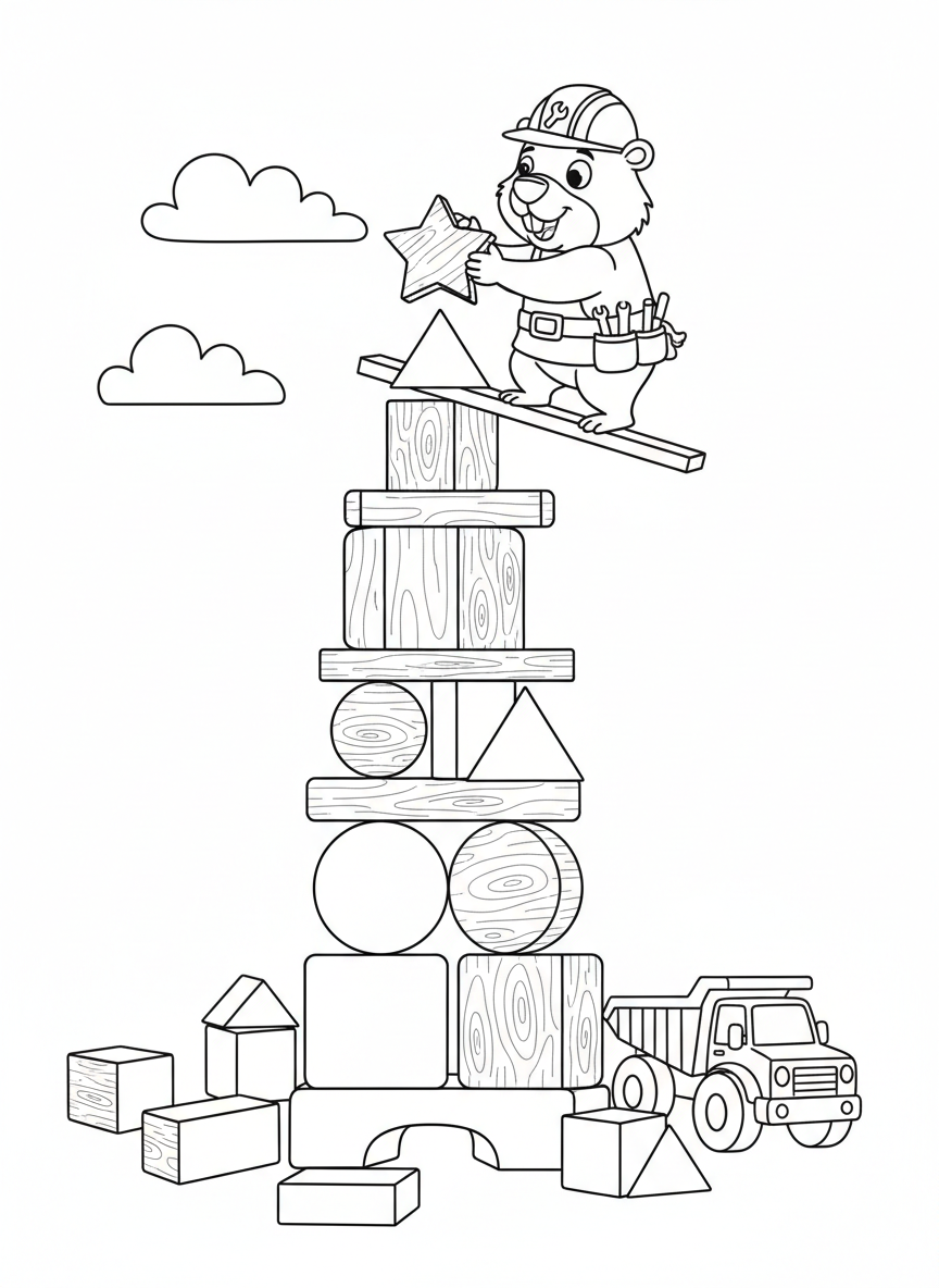 Construction Site Fun Coloring Page