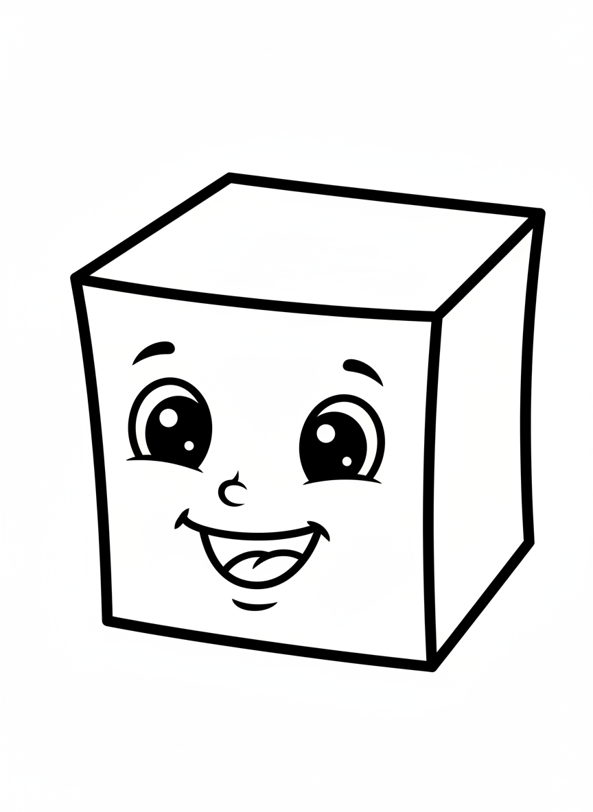 Cute Box Kite Coloring Page for Kids
