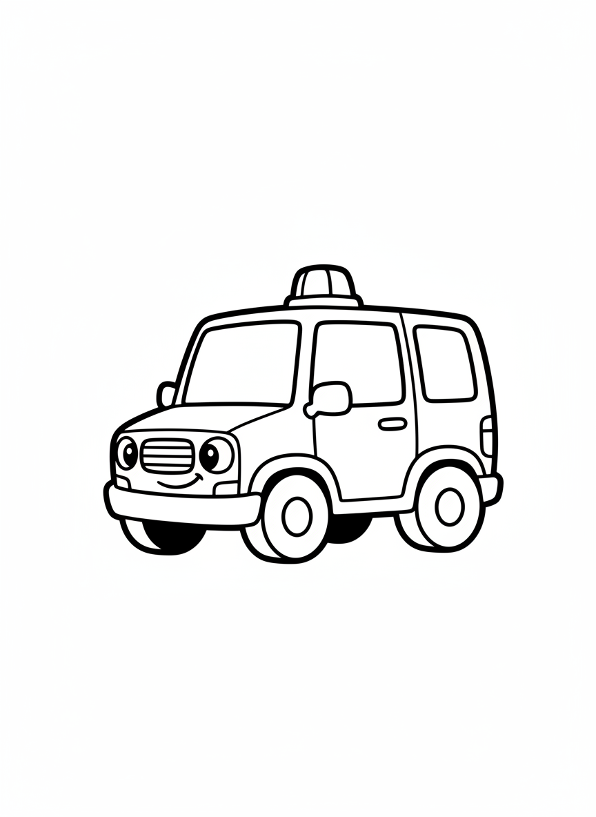 Cute Cartoon Police SUV Coloring Page for Kids