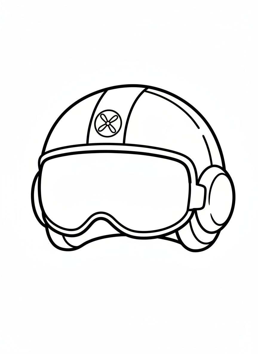 Cute Helicopter Pilot Helmet Coloring Page