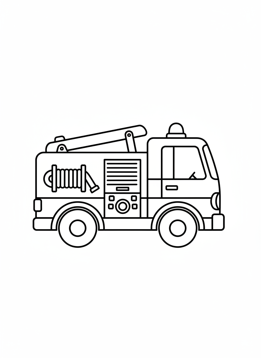 Cute Mini Fire Truck Coloring Page for Kids