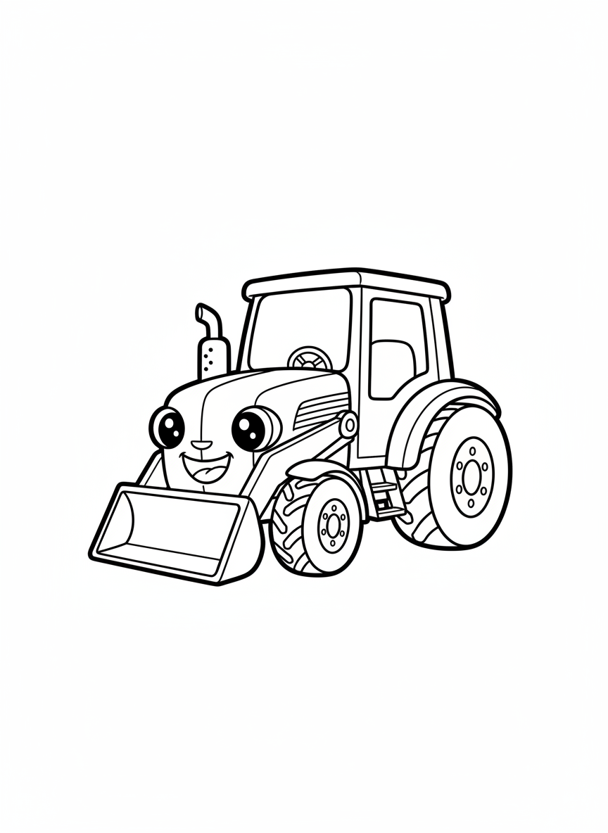 Cute Mini Tractor Coloring Page for Kids