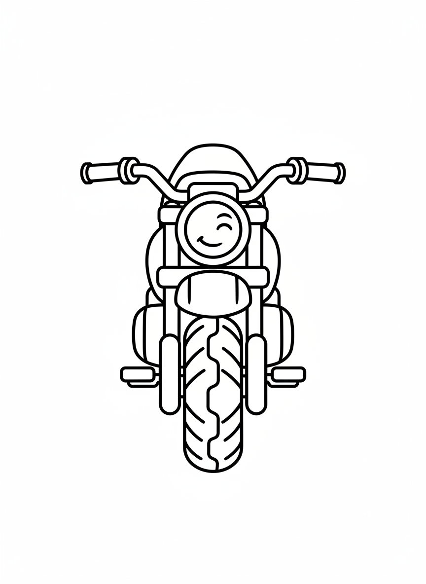 Cute Off-Road Motorcycle Coloring Page for Kids