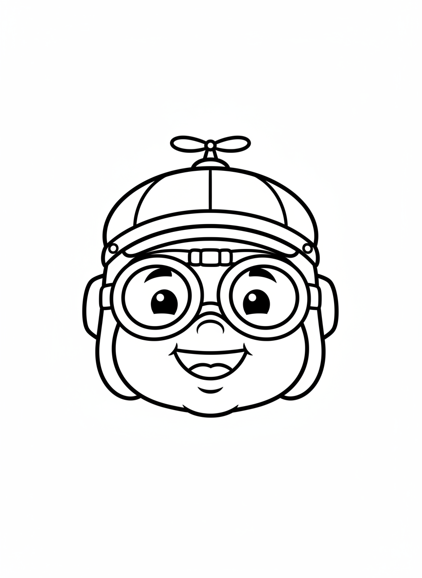 Cute Pilot Head Coloring Page for Kids