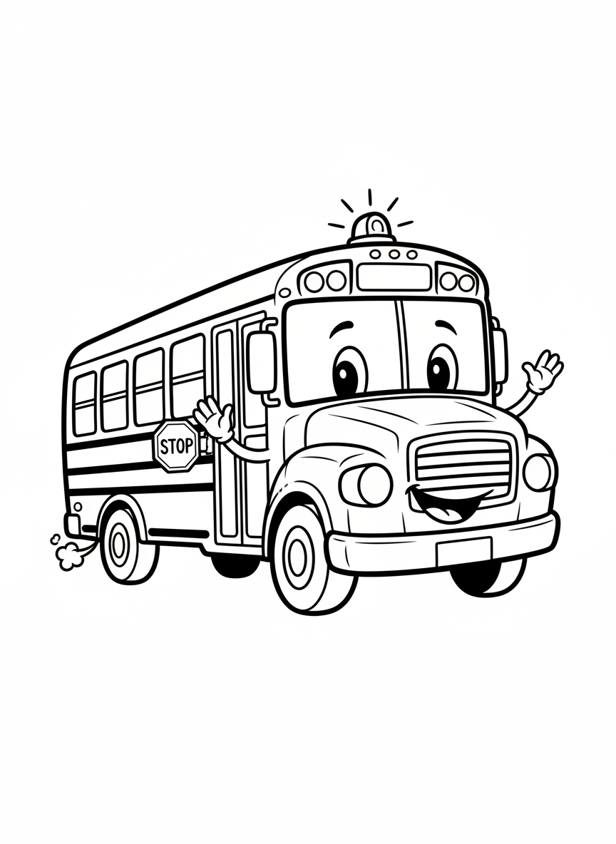 Cute School Bus Coloring Page for Toddlers & Preschoolers