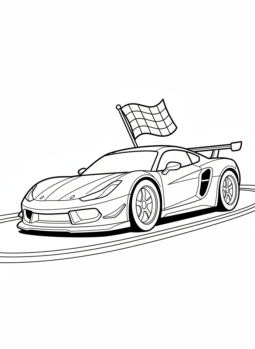 Dynamic Race Car Coloring Page for Kids 5-8
