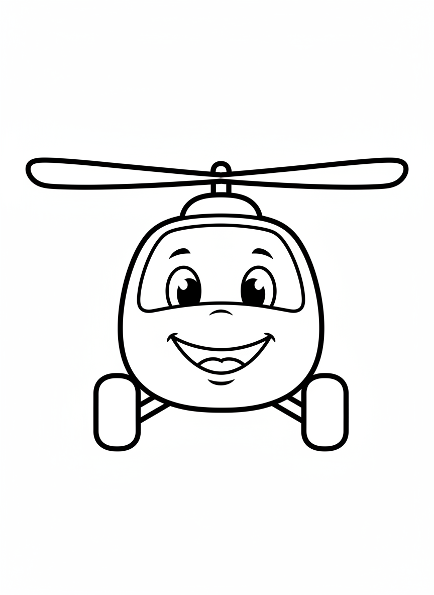 Friendly Cartoon Helicopter Coloring Page for Kids
