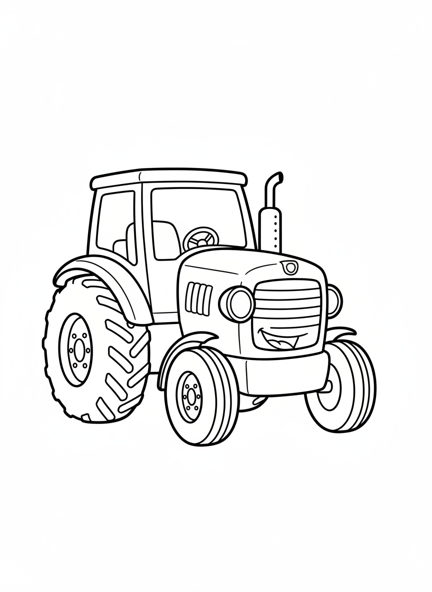 Friendly Farm Tractor Coloring Page