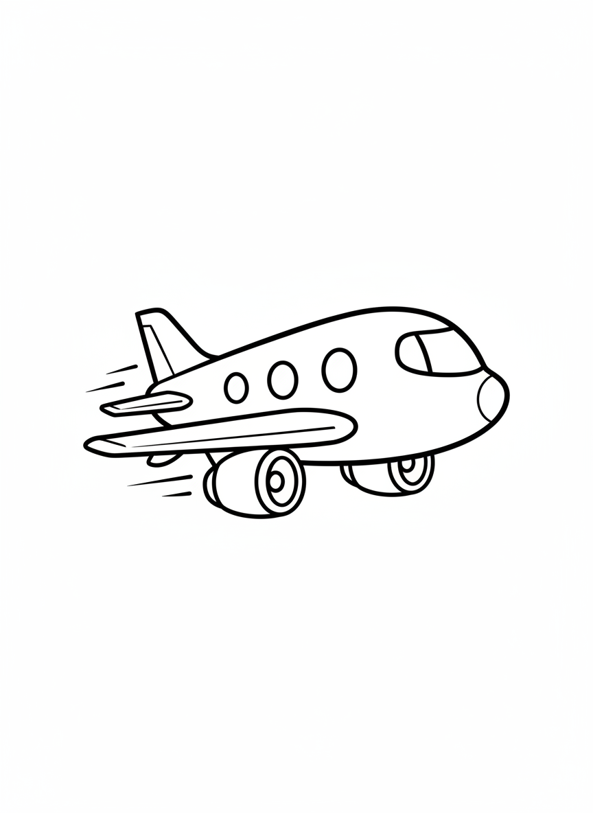 Friendly Jet Airliner Coloring Page for Kids