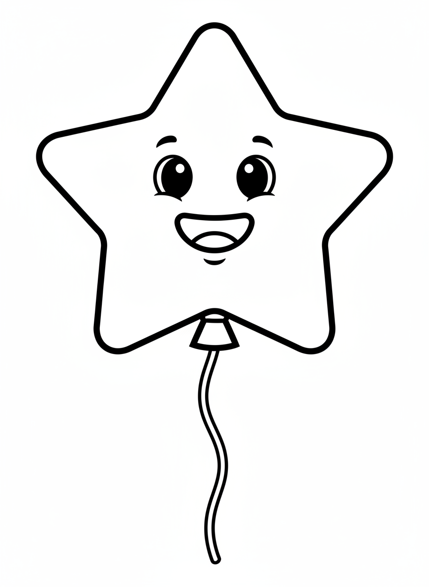 兒童友善星星氣球著色頁