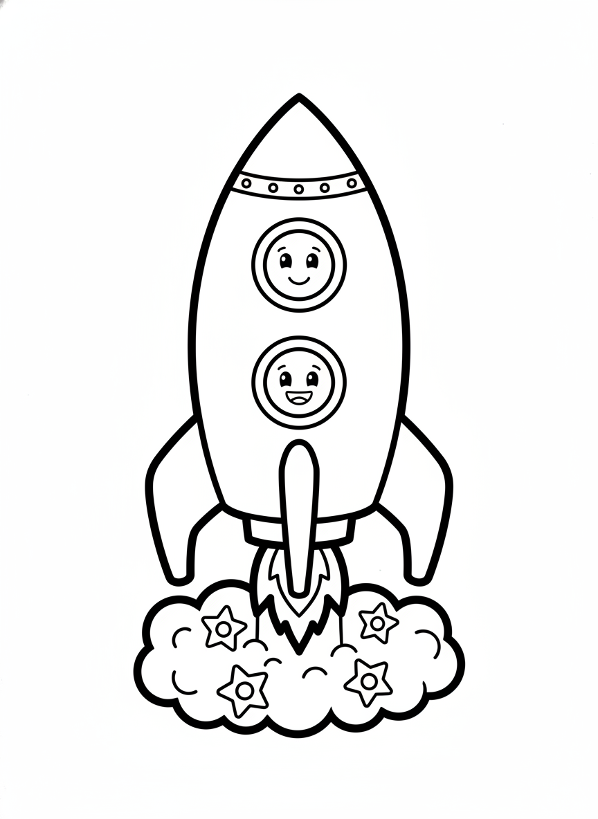 可愛玩具火箭塗色頁 (3-5歲兒童適用)