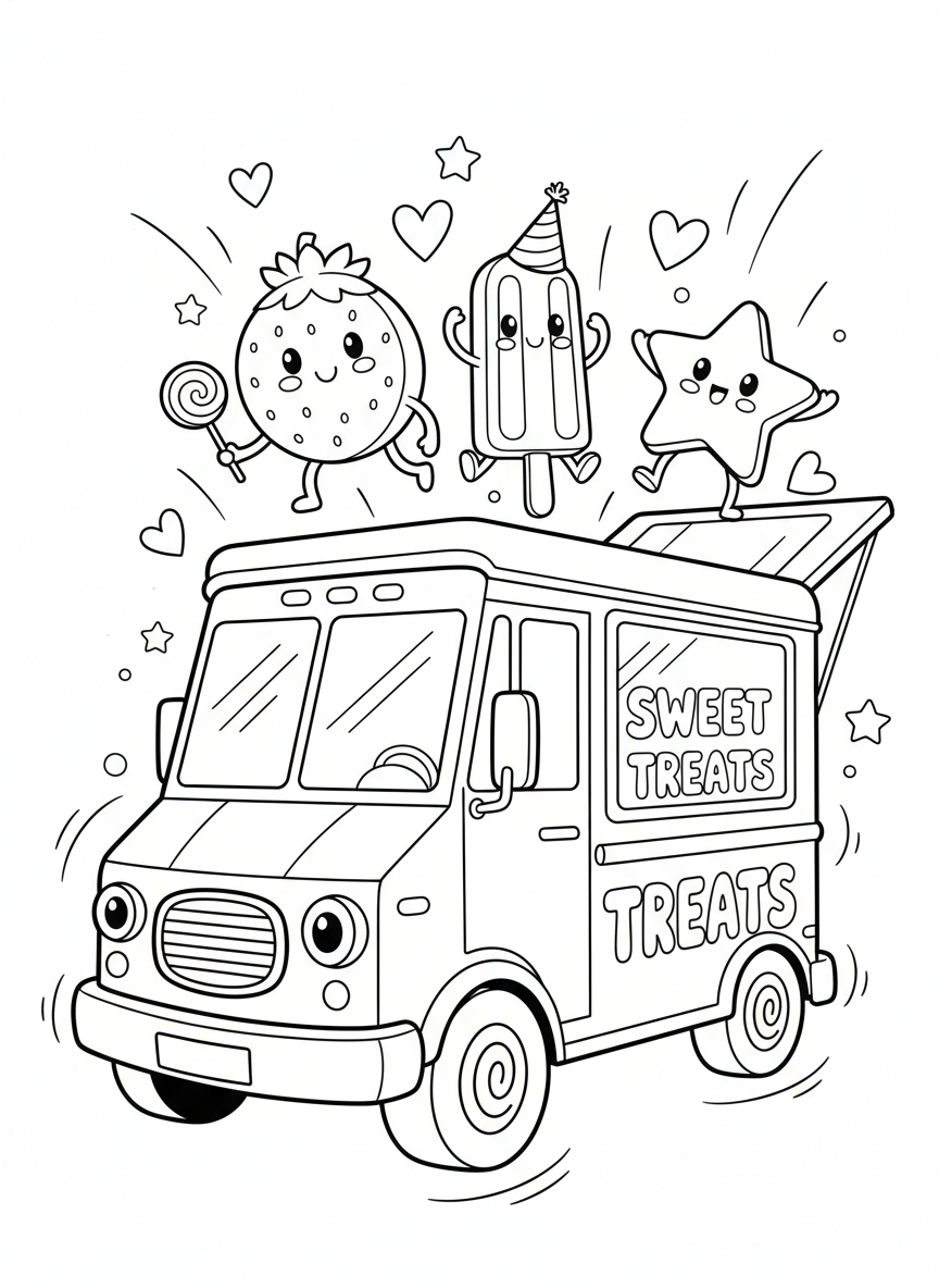 Ice Cream Truck Fun Coloring Page