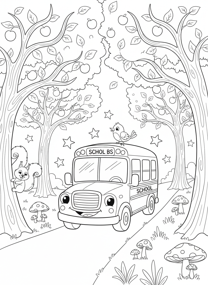 Magical School Bus Adventure Coloring Page