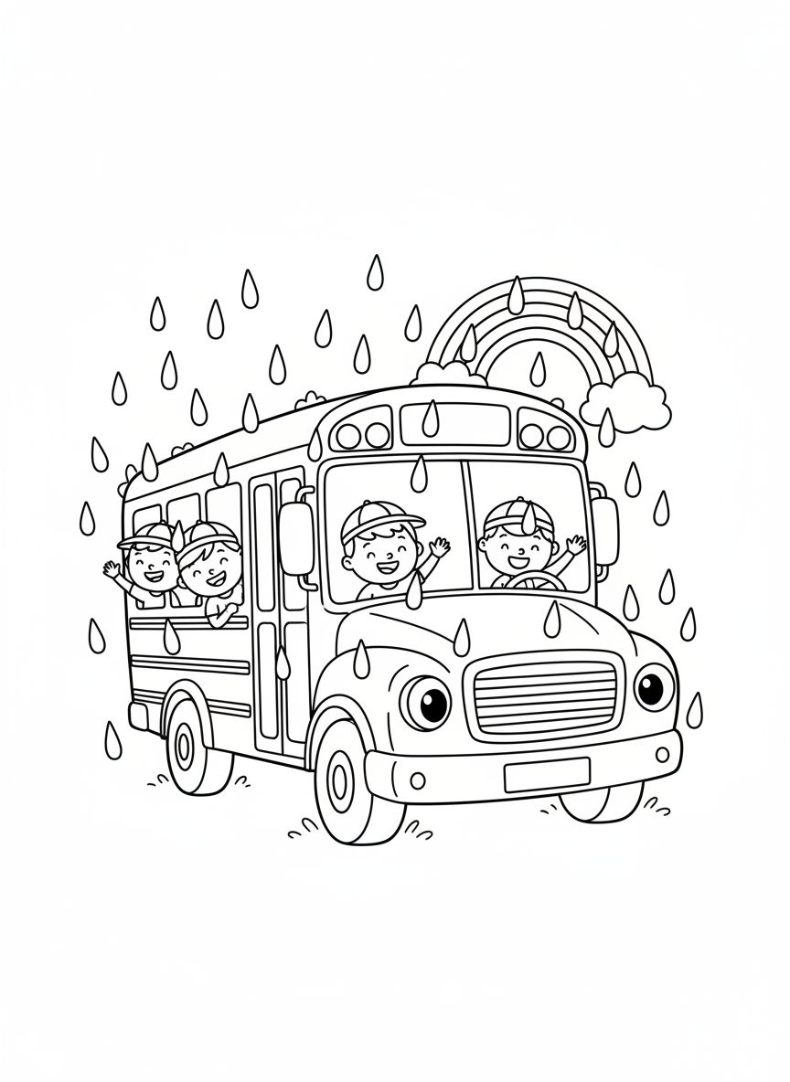 Rainy Day School Bus Adventure