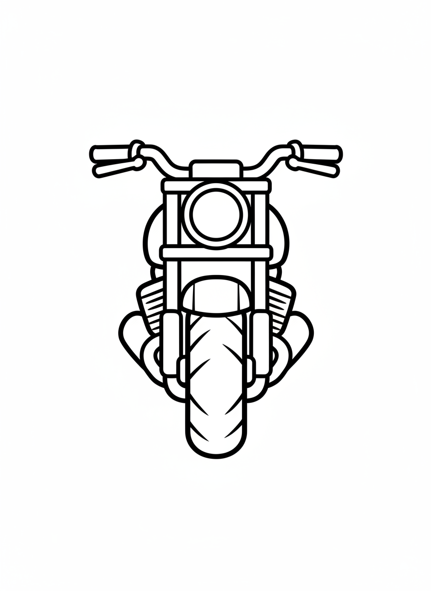 Simple Cartoon Motorcycle Coloring Page for Kids