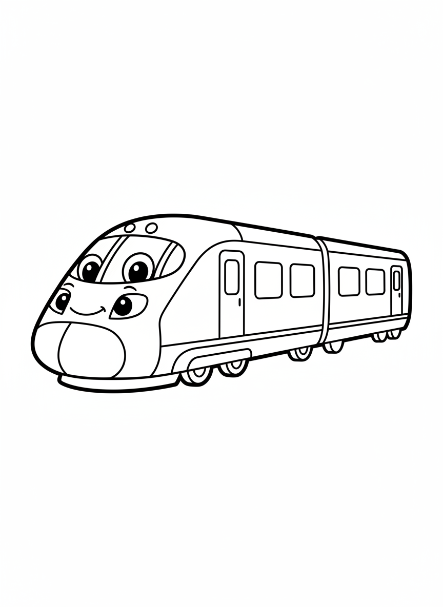 Speedy Train Fun Coloring Page for Kids